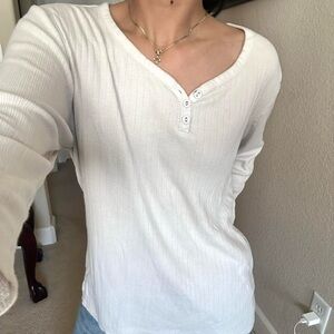 White Stag Ivory Ribbed Henley Top, size L